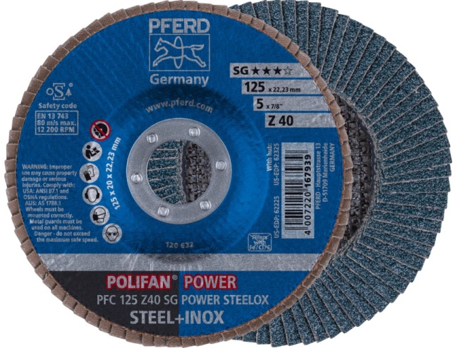 Веерный шлифовальный диск POLIFAN PFC 125 Z40 SG-POWER STEELOX