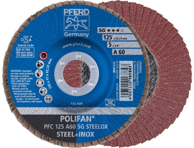 Веерный шлифовальный диск POLIFAN PFC 125 A60 SG STEELOX