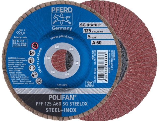 Веерный шлифовальный диск POLIFAN PFF 125 A60 SG STEELOX