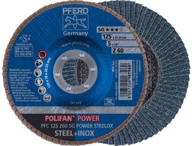 Веерный шлифовальный диск POLIFAN PFC 125 Z60 SG-POWER STEELOX