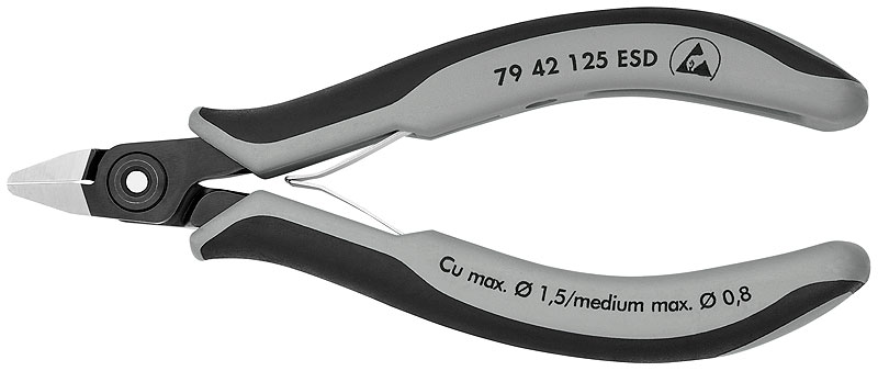 Прецизионные кусачки боковые для электроники антистатические Knipex 79 42 125 ESD