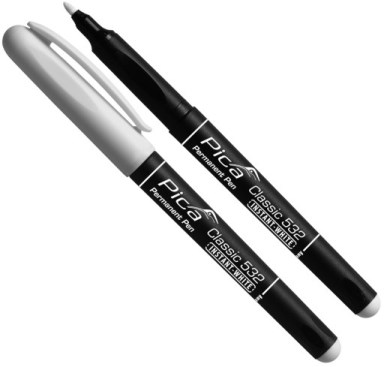Ручка перманентная Pica Classic, белая, 1-2 мм