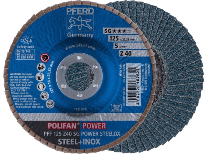 Веерный шлифовальный диск POLIFAN PFF 125 Z40 SG-POWER STEELOX